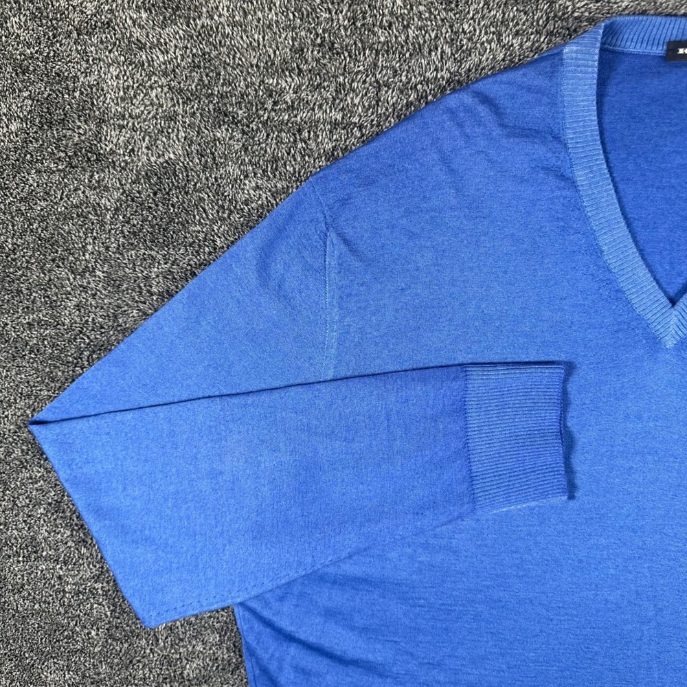 Kiton Cashmere Silk Sweater Mens XL 54 V-Neck Blue Pullover Made in Italy Luxury - Picture 8 of 13
